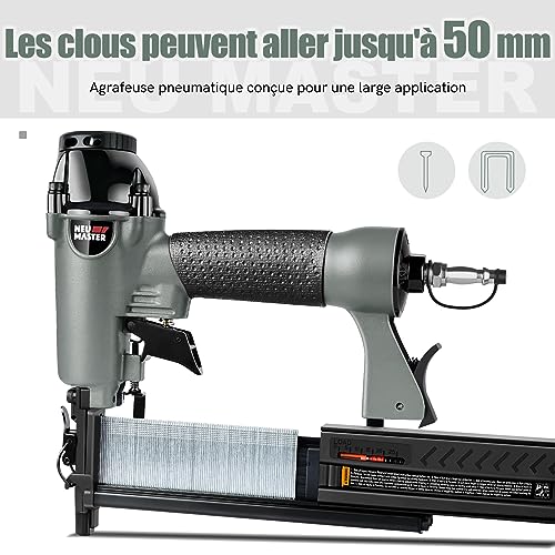 NEU MASTER 2 in 1 Multifunctional Pneumatic Nailer/Stapler with 800 Nails, 200 Staples, Carrying Case, Potection Glasses, Empty Plastic Bottles and 2 Allen Keys