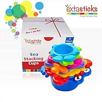 Stacking Cups Set for Babies - Toddler Bath Toys - 8 sea Animals to Play in Sand & Water - Bath Toys - Educational Multicolored Beach Toy for Boys and Girls 100% Safe - BPA Free