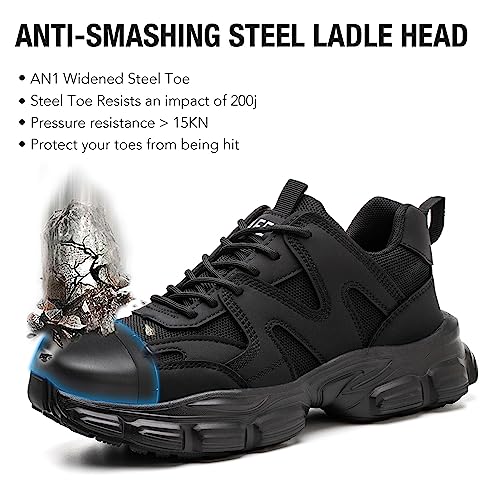 Safety Shoes for Women Lightweight Comfortable Work Shoes with Steel Toe Non-Slip Sports Safety Footwear