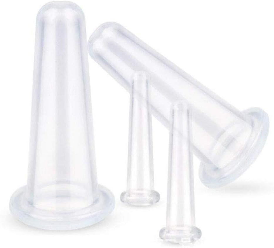 QUUPY Silicone Cupping Facial Set Eye and Face Vacuum Massage Cup Kit - 4 Cups(2Large+2Small)