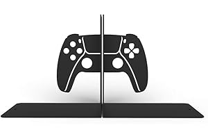 ESGO Bookends Console Control, Bookends for Shelves, Book ends for office, Modern Bookends for desk and bookshelves, Metal bookends, Heavy Duty Metal Black Bookend Support, Creative book ends.