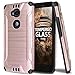 TJS Huawei Sensa LTE Case Tempered Glass Screen Protector, Dual Layer Hybrid Shockproof Resist Rugged Case Cover Metallic Brush Finish with Hard Inner Layer for Huawei Sensa LTE (Rose Gold)