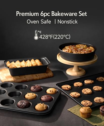 JEETEE 50-Piece Titanium Pots and Pan Set Non Stick, Cookware Set with 6pc Bakeware, Ultimate Pots and Pans Set for Cooking with Lid, Induction & Oven & Dishwasher Safe, PFAS Free, Black
