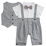FEESHOW Baby Boys' Cotton Gentleman Romper Vest with Bowtie Outfit Set