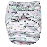 HappyEndings Organic Cotton Contoured All In One (AIO) One Size Baby Cloth Diaper with Pocket (Arrow)