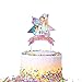 Jojo Unicorn Bow Cake Topper Birthday Party Decoration Toppers - Purple Pink Starry Sky Shape