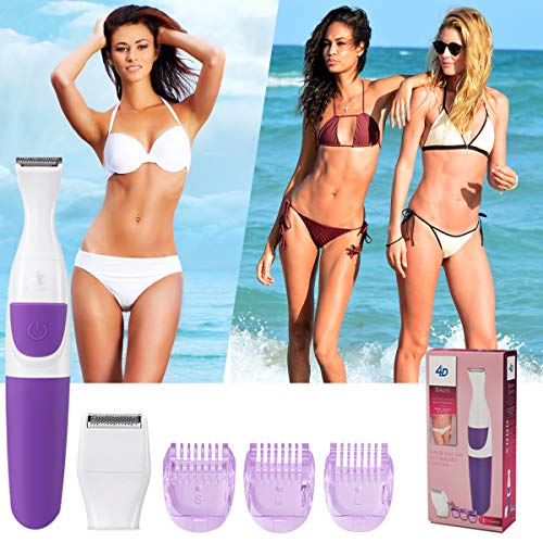 Bikini Trimmer for Women Electric Hair Shaver 2 IN 1 Cordless Ladies Shaver Foil Razor Female Hair Removal Groomer, Waterproof Wet & Dry for Bikini Line Area-Purple - Thumbnail 6