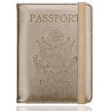WALNEW RFID Passport Holder Cover Traveling Passport Case (Gold)