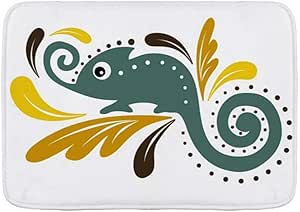 N / A Alfombra De Ducha,Felpudo,Tapete De Cocina,Lagarto Reptil Sentado