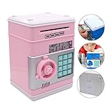 Eflar Code Electronic Money Bank,Mini ATM Coin Saving Banks,Coin Saving Boxes,Toys Gifts Birthday Gifts ATM Bank for Kids - Pink