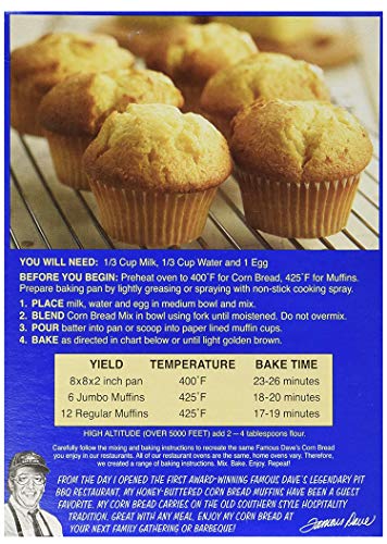Famous Dave's, Corn Bread Mix 15oz Box, Pack of 2 (Including 3 Quart Mixing Bowl with Spout & Silicone Spatula)