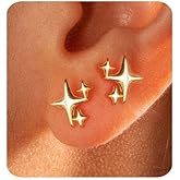 Gold Earrings for Women Trendy 14K Gold Plate Stud Earrings Small Dainty Hypoallergenic Simple Minimalist Star Earrings jewelry Gifts for Her