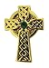 SINGER Gold Toned Base Celtic Cross with Green Accent Center Lapel Pin, 1 Inch