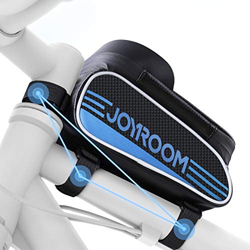 joyroom Bike Phone Mount Bag-Waterproof Bike Front Frame Handlebar Bag Bike Phone Holder Case Bicycle Accessories Pouch Sensitive Touch Screen Compatible with iPhone 11 XS Max XR 8 Plus Below 6.7\