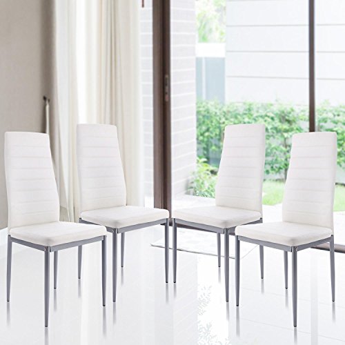Kaluo 4pcs Modern Dining Chair, Durable Metal Leg and PU leather Chair for Kitchen, Dining, Bedroom, Living Room, Up to 150KG/330LB