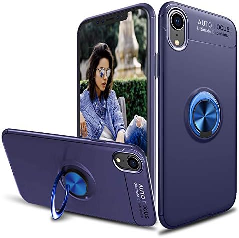 lovpec Soft iPhone XR Case, [Ring Series] Slim Thin 360 Degree Rotating Ring Kickstand with Magnetic Shockproof Protective Phone Case Cover Compatible with iPhone XR (2018) 6.1 inch (Blue)
