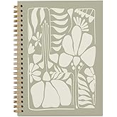 Tizzer Retro 70s Groovy Botanical Flower Sage Green Lined Hardcover College Ruled Spiral Notebook Journal for Work Notes Journaling 5.5×8.3 Inch,Gifts for Flower Lovers Women Teen Girls