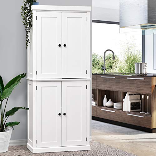 image for HOMCOM Traditional Farmhouse Freestanding Cupboard Kitchen Pantry with