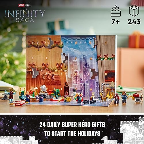 LEGO Marvel Avengers 2023 Advent Calendar 76267 Holiday Countdown Playset with Daily Collectible Surprises and 7 Super Hero Minifigures such as Doctor Strange, Captain America, Spider-Man and Iron Man