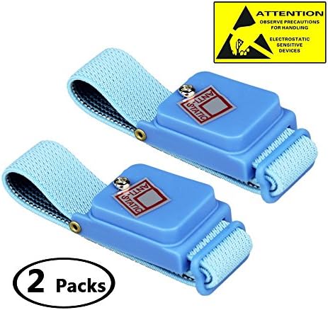 HUASOET Anti-static Wrist Strap Cordless Wireless Adjustable Discharge Wrist Band Strap Bracelet Protect Yourself From Electricity When Working On Sensitive Electronics (Cordless Wrist Strap(2 PK))
