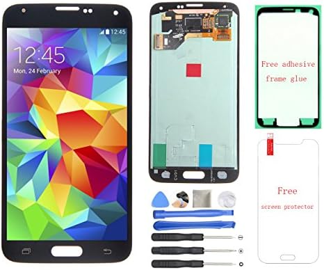 P-zone Samsung Galaxy S5 Screen Replacement LCD Display Touch Digitizer Assembly for i9600 G900 G900A G900P G900T G900V G900R4 G900F with Screen Protector and Repair Tools Set,Black