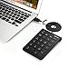 Wired Number Pad, Jelly Comb Ultra Slim Portable 22-Key Wired Numeric Keypad with Multi-Function for Laptop, PC, Desktop, Notebook and More - Black