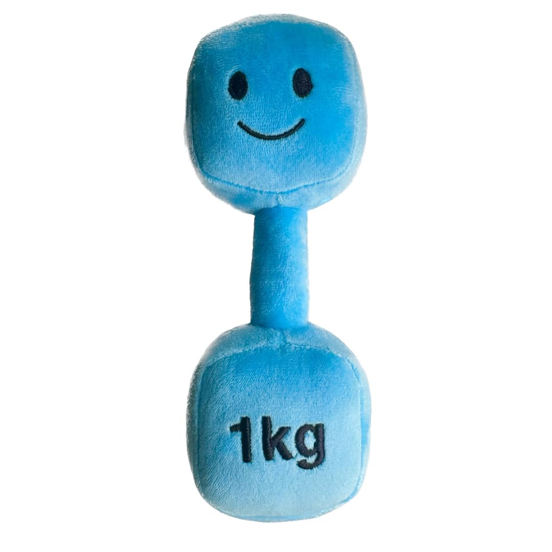 Plush Toy Dumbbell - Baby Rattle - Suitable for Newborn Babies - Very Cute Soft Baby Toy - Plush Toys for Babies Infant Girls Boys Baby Gift - Sensory Toy - First Gift (Mystic Blue)