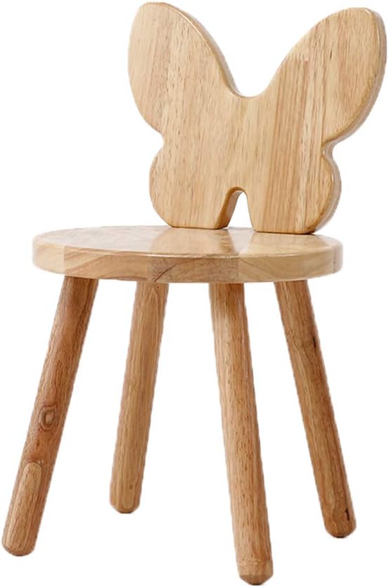QJFJD Footstool, Creative Backrest Solid Wood Stool Wooden Legs Foot Stools Upholstered Seating Chair Home (Style : Butterfly)