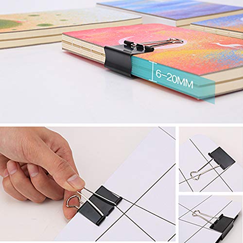 240 Pcs Binder Clips, Paper Clips, Rubber Bands, Paper Clamps Assorted 3 Sizes, Paper Binder Clips Metal Fold Back Clips with Box (Black) - Thumbnail 2