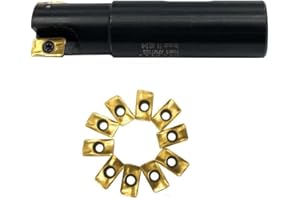 GBJ 3/4" * 3/4" * 3"-2T +10pcs APMT1135PDER Gold 90° Carbide Indexable End Mill Holder Square Shoulder Face Milling Slotting 