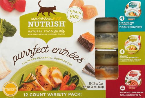 RACHAEL RAY NUTRISH PURRFECT ENTREES GRAIN FREE NATURAL WET CAT FOOD VARIETY PACK, 2.8 OUNCE (PACK OF 12)