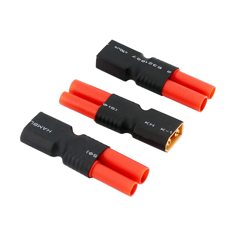 BDHI 3pcs No Wires Adapter: XT60 Male to HXT 4MM Female w/Housing Adapter for Turnigy/Gens Ace(BDHI-03)
