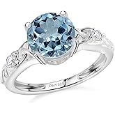SHOP LC DELIVERING JOY Blue Topaz Ring in 925 Sterling Silver Birthstone Rings for Women - Promise Wedding Engagement Jewelry Gifts for Womens