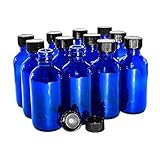 (12 Pack) 2 oz. Cobalt Blue Boston Round with Black Cone Cap (20/400)