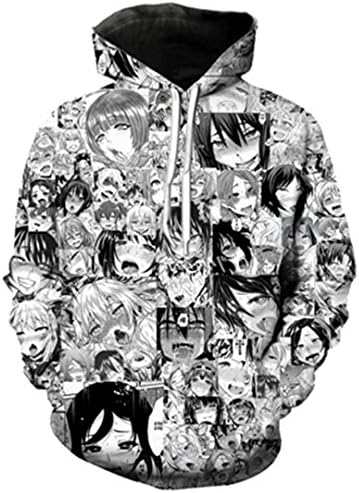 3D Anime Ahegao Hoodie Funny Print Men's Hoodie Street Casual Sweatshirt