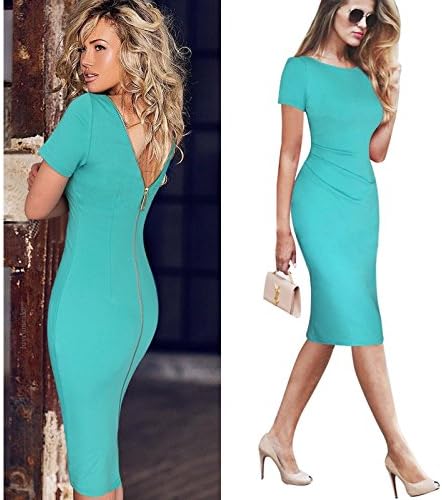 2013 Elegant Ladies' V-Neck Fashion Celebrity Pencil Dress,Women Wear to Work Slim Knee-Length Pocket Party Bodycon Dress XS-XXL