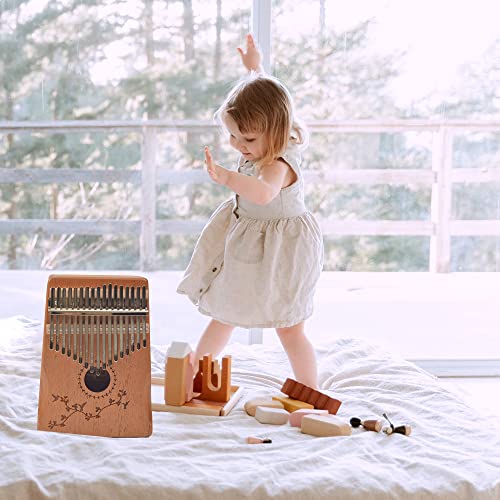 Kalimba 17 Keys Thumb Piano Easy to Learn Finger Piano Portable Mbira Musical Instruments Gift for Kids Adult Beginners Birthday Valentine\'s Day