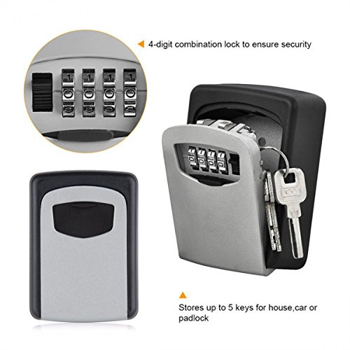 Key Lock Box,Key Storage Lock Box,4-Digit Combination Key Security Box,Key Lock Box for Outdoor Wall Mounted Lock Box,Resettable Code