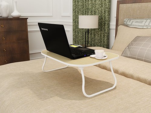 MULSH Laptop Desk Bed Table Notebook Table Bed Tray Table Breakfast Serving Tray For Sofa Bed with Foldable Metal Legs and MDF Top Board in White Oak,23.62"W X15.75"D X9.65" H