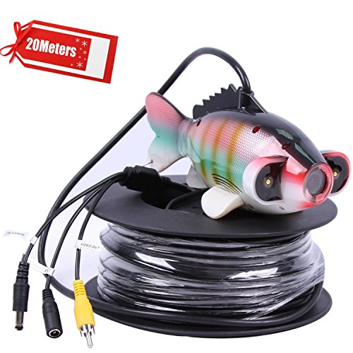 Vanxse Underwater Fish Camera HD Sony CCD 800TVL 2pcs Array White LED 100 Degree view Fish Finder video Camera (20Meters Cable)