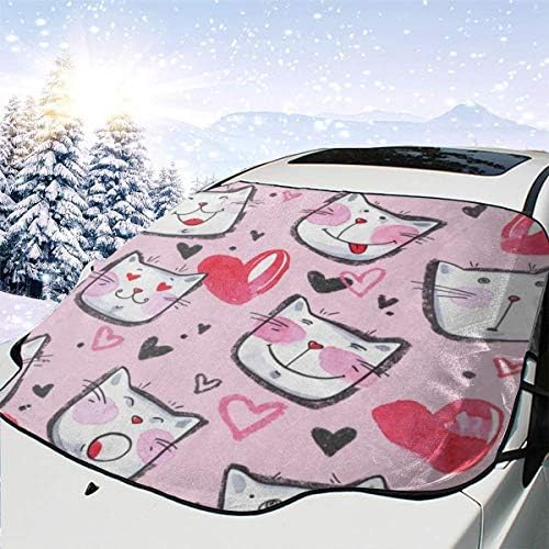 yiwushixiangledianzishangwuyouxiangongsi Car Windshield SunshadeRomantic Kitten Cat Heart LoveSun Visor, Windshield Sun Visor, UV-cut Windshield Sunshade (147 x 118 cm)
