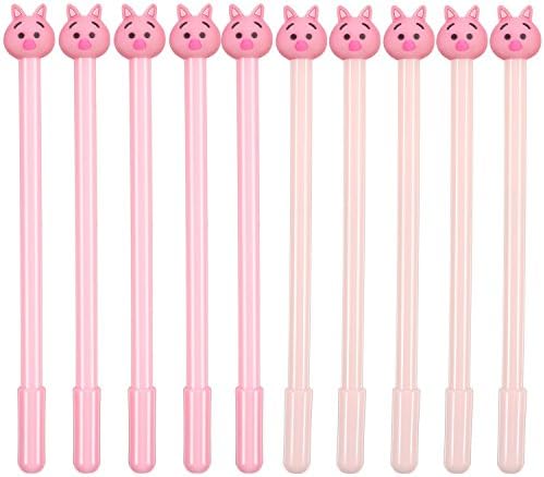 Errilol 14 Pcs Newest Cute Kawaii  Pink Pig Roller Ball Writing Animal Cartoon Gel Pen with 0.5 mm Point Black Ink Stationery Office Supplies Back to Ballpoint School Student Kids Birthday Gift Set