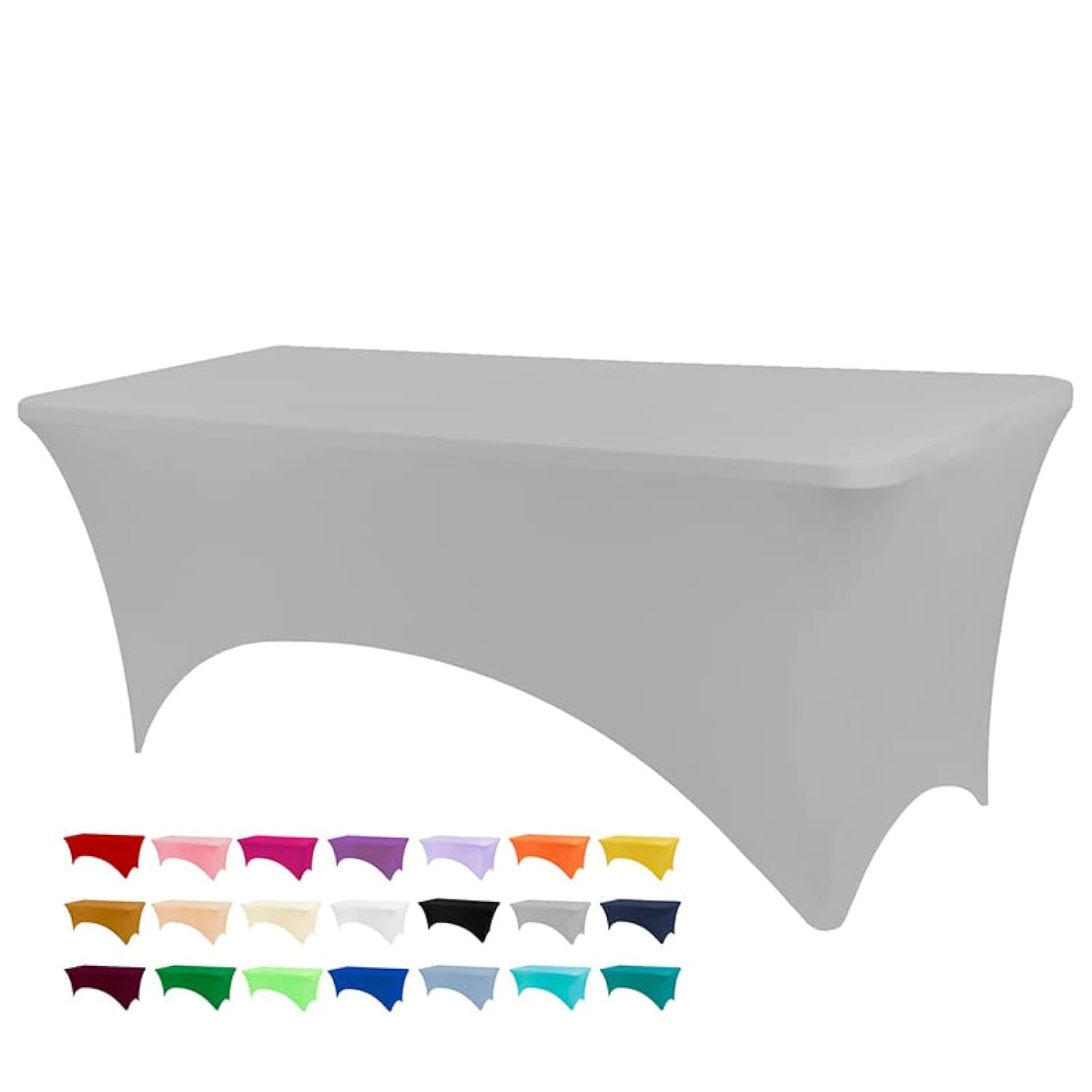 Photo 1 of BDDC Table Covers for 6 Foot Tables, Sliver Gray Washable and Wrinkle Resistant Stretch Tablecloths Rectangle 6ft for Events, Wedding, Banquets, Parties