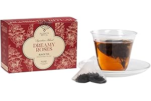 BLOSSOM RITUAL Dreamy Roses – Black Tea Loose Leaf – 20 Natural Based Pyramid Bags – Serve Upto 60 cups – Rose Petal Infused – Boost Focus & Relaxation – Resealable Zip Pouch| 2.65oz