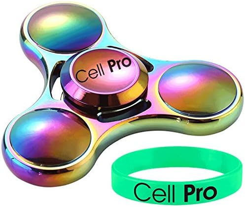 CellPRO Fidget Spinner - 5 to 8 Minutes Spinning Time - Fidget Toy Anti Stress Anxiety ADHD (Rainbow)