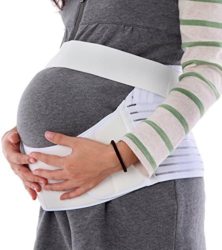 Artempo Pregnancy Support Belt, Maternity Belt - Support Waist / Back / Abdomen Band, Belly Brace Velcro Attachments, White, L