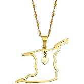 14k Yellow Gold Heart Trinidad & Tobago Map Pendant Necklace for Women - Ethnic Trinidad Necklace Trinidad And Tobago Necklace Country Map Pendant Charm Jewelry Gifts for Women