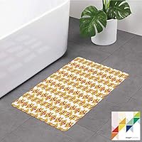 Bathroom Rug, Floral, Warm Colored Pastel Toned Abstract Blossoms Flowers Garden Artwork, Marigold Mustard And White, Bath Mat,Non-Slip Entry Door Carpet Soft Machine-Washable Floor Rugs For Bathtub S