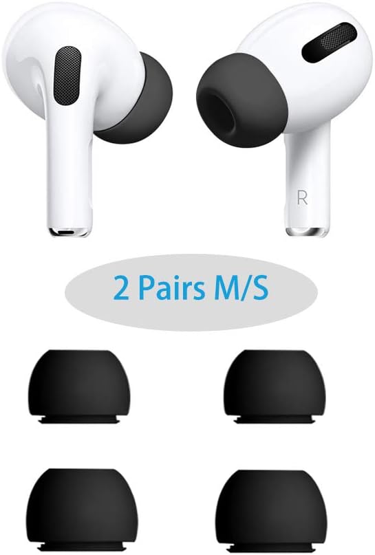 2 Pairs Ear Tips Compatible with AirPods Pro Eartips, Anti Slip Headphones Replacement Earbuds Soft Silicone Cover Case Earphone Tips Earplugs for AirPods Pro/AirPods 3 (M/S)
