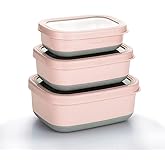 Lille Home Leak Proof Stainless Steel Lunch Snack Containers Set - Ideal for Educational Settings and Daycare - Nesting Trio with Silicone Lids - 47oz+30oz+16oz - Pink